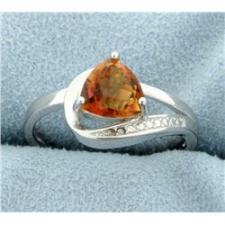 Contemporary Azotic Topaz Ring with Diamonds