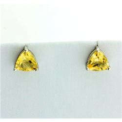 6mm Trillion Cut Citrine Stud Earrings