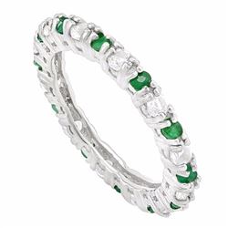 Emerald and White Topaz Stackable Ring in Sterling Silver