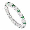 Image 1 : Emerald and White Topaz Stackable Ring in Sterling Silver