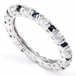 Sapphire and White Topaz Stackable Ring in Sterling Silver