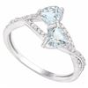 Image 1 : Aquamarine 2 Stone Friendship Ring in Sterling Silver