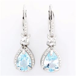 Blue Topaz 2.2CTW Dangle Earrings in Sterling Silver