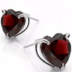 Garnet Heart Stud Earrings 6MM in Sterling Silver