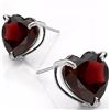 Image 1 : Garnet Heart Stud Earrings 6MM in Sterling Silver