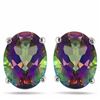 Image 1 : Mystic Topaz Oval Cut Stud Earrings 4x6MM in Sterling Silver