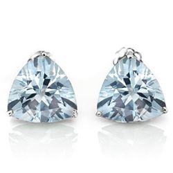 Aquamarine Trillion Cut Stud Earrings 5MM in Sterling Silver