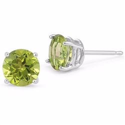 Peridot Stud Earrings 6MM in Sterling Silver