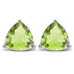 Peridot Trillion Cut Stud Earrings 6MM in Sterling Silver