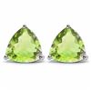 Image 1 : Peridot Trillion Cut Stud Earrings 6MM in Sterling Silver