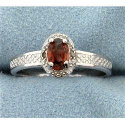 Garnet 0.5CT Ring with Diamonds in Sterling Silver