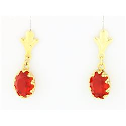Lab Ruby Brushed 14k Gold earrings