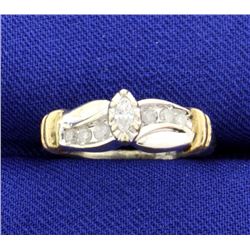 Diamond White and Yellow Gold 10k Ring