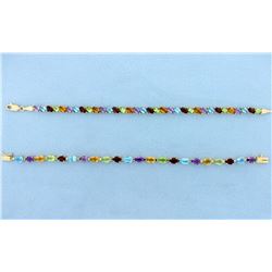 TWO 14k Multi Color Gemstone Bracelets - 20 Carats Total!