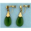 Image 1 : Jade Dangle Screwback Earrings