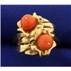Image 1 : Pink Coral and Gold Ring