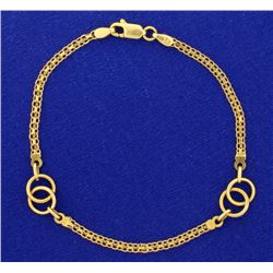 7 1/2 Inch Alternating Flat Link and Ring Designer Bracelet