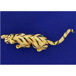 Vintage Diamond and Enamel Tiger Pin Brooch