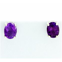 Oval Amethyst Stud Earrings