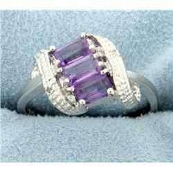 Amethyst Waterfall Ring with Diamonds