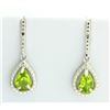 Image 1 : Peridot Pear Drop Earrings with Diamonds