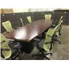 Image 2 : MAHOGANY INLAID 12' BOW SHAPED BOARDROOM TABLE