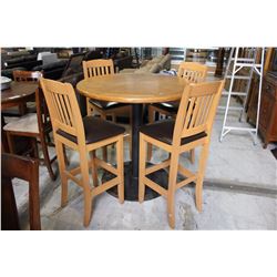 BAR HEIGHT TABLE AND 4 BARSTOOLS