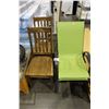 Image 1 : PAIR OF WOOD CHAIRS AND PAIR OF PATIO CHAIRS