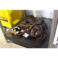 2 CARVED MASKS