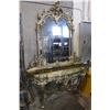 Image 1 : GOLD PAINTED FANCY CONSOLE TABLE WITH MIRROR