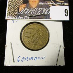 1924A Germany Five Rentenpfennig, VF.