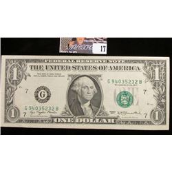 Series 1977 U.S. One Dollar Federal Reserve Note. Nearly CU.