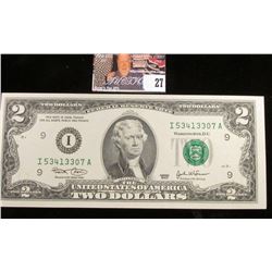 Series 2003 Two Dollar Federal Reserve Note. Nearly CU.