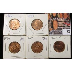 1962, 63, 64, 65, & 67 Canada Small Cents. Gem BU to Prooflike.
