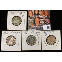 1960, 62, 64, & 68 Canada Silver Dimes, all either BU or Prooflike.