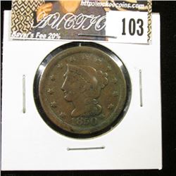 1850 U.S. Large Cent, F-VF, pock mark on obverse rim.