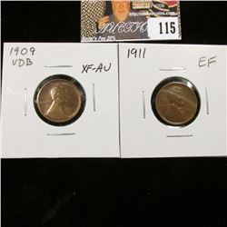 1909 P VDB, EF-AU & 1911 P in EF Lincoln Cents.