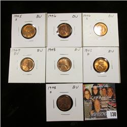 1945 S, 46 P, S, 47 P, 48 P, D, & S Lincoln Cents. All Gem BU.