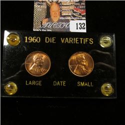 1960 P Small & Large Date Lincoln Cents in a black Capital holder with gold lettering.