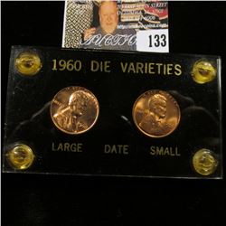1960 P Small & Large Date Lincoln Cents in a black Capital holder with gold lettering.