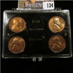 1960 P & D Small & Large Date Lincoln Cents in a black Snaptight case with gold lettering.