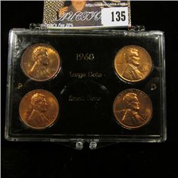 1960 P & D Small & Large Date Lincoln Cents in a black Snaptight case with gold lettering.