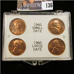 1960 P & D Small & Large Date Lincoln Cents in a white Snaptight case with gold lettering.