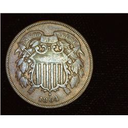 1864 U.S. Two Cent Piece, Fine.