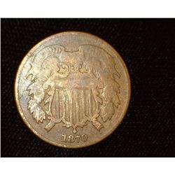 1870 U.S. Two Cent Piece, Good.