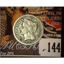 1871 U.S. Three Cent Nickel, VG.