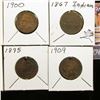 Image 2 : 1867, 1895 (holed), 1900, 1903, 04, 05, 06, & 09 (this last one is holed, also) Indian Cents, Good.