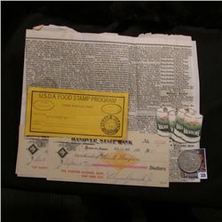 Sheet of an old German Newspaper with Advertising; (2) 1900 era checks with gold Internal Revenue St