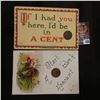 Image 1 : "Colonial Girl,, Series. Pub. By Taylor, Platt & Co. New York" Post Card with 1901 Indian Head Cent 