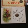 Image 3 : "Colonial Girl,, Series. Pub. By Taylor, Platt & Co. New York" Post Card with 1901 Indian Head Cent 